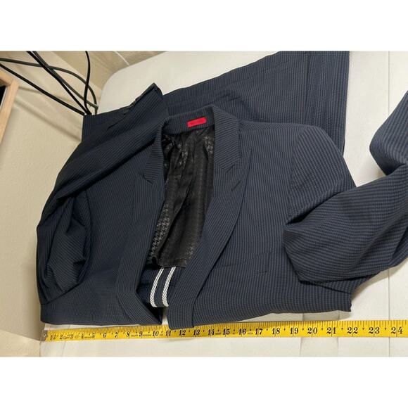 John Varvatos Blazer Mens 44R Navy Check Unlined Sport Coat Suit Jacket Textured - Picture 6 of 8